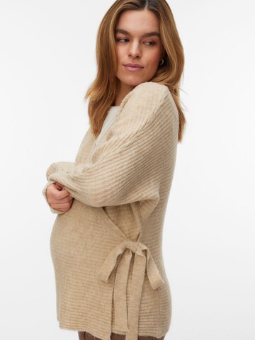 MAMALICIOUS Gebreid vest in Beige: voorkant