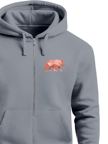 Neverless Sweatjacke 'Bär Polygon'‌‌‌‌‌‌‌‌‌‌ in Grau