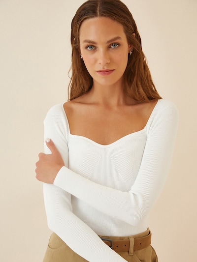 Pullover Happiness İstanbul di colore bianco, Visualizzazione prodotti