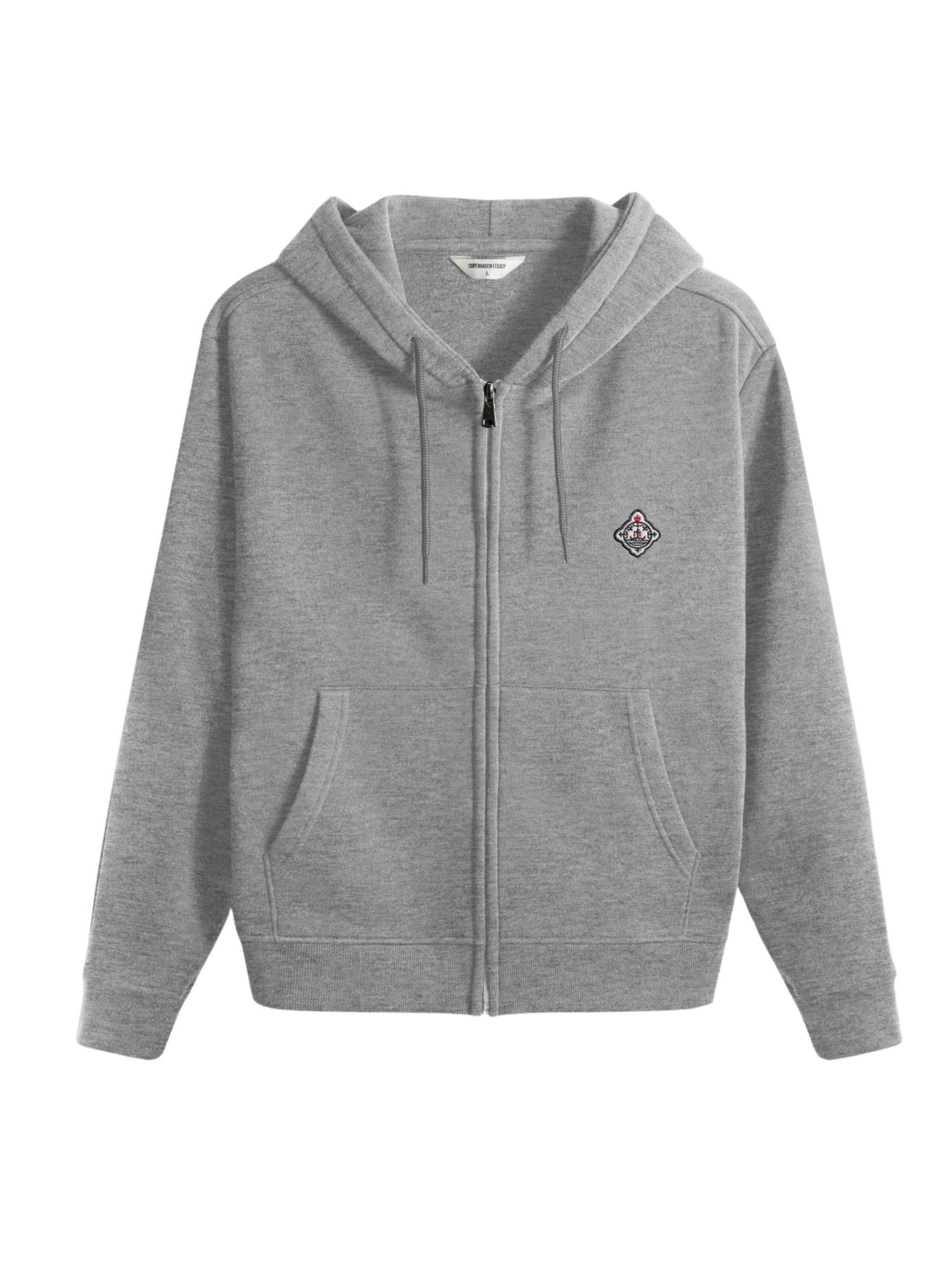 Copenhagen Legacy Sweatvest 'Mens Hoodie Zip Sweatshirt Grey Melange' in Grijs: voorkant
