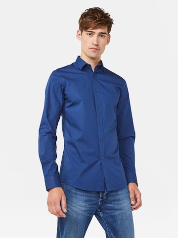 WE Fashion Slim fit Overhemd in Blauw: voorkant