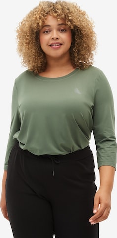 Active by Zizzi Shirt 'ABASIC ONE' in Green: front
