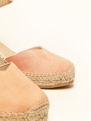 Alhamas - Sandalias con hebilla 'Alpargata Cuña 7 cm' en naranja