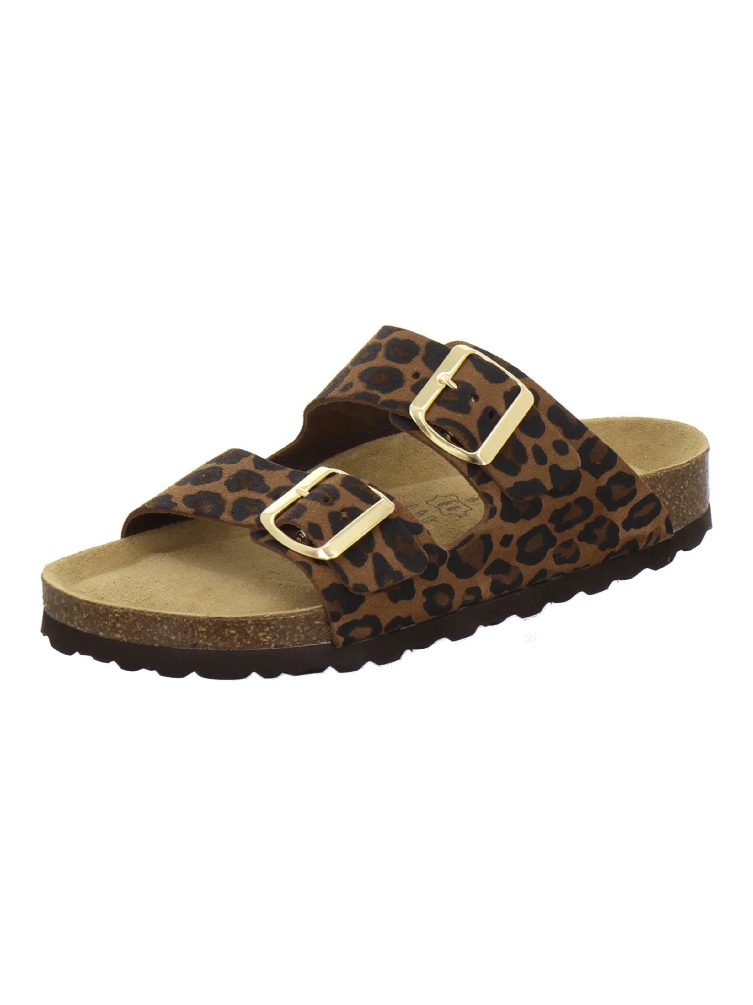 AFS-Schuhe Pantolette 'Pantoletten Damen Zweischnaller leo-braun'‌‌‌‌ in Braun: Vorderseite