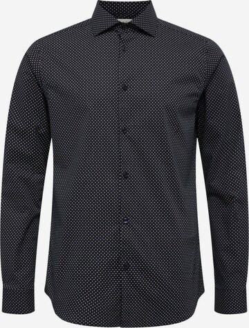 Bertoni Slim fit Button Up Shirt 'Koli' in Black: front