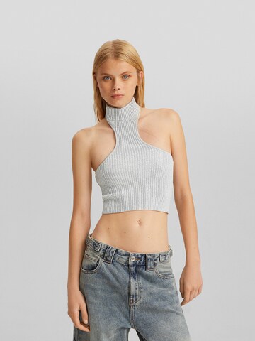 Bershka Knitted Top in Silver: front