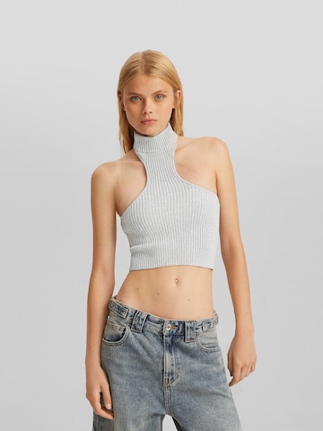 Bershka Top z naramnicami | srebrna barva: sprednja stran