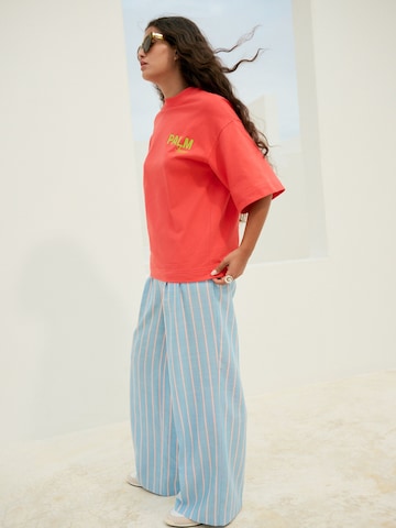 Next Wide leg Bandplooibroek in Blauw