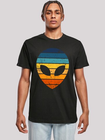 T-Shirt 'Alien Sonnenuntergang Retro' F4NT4STIC en noir : devant
