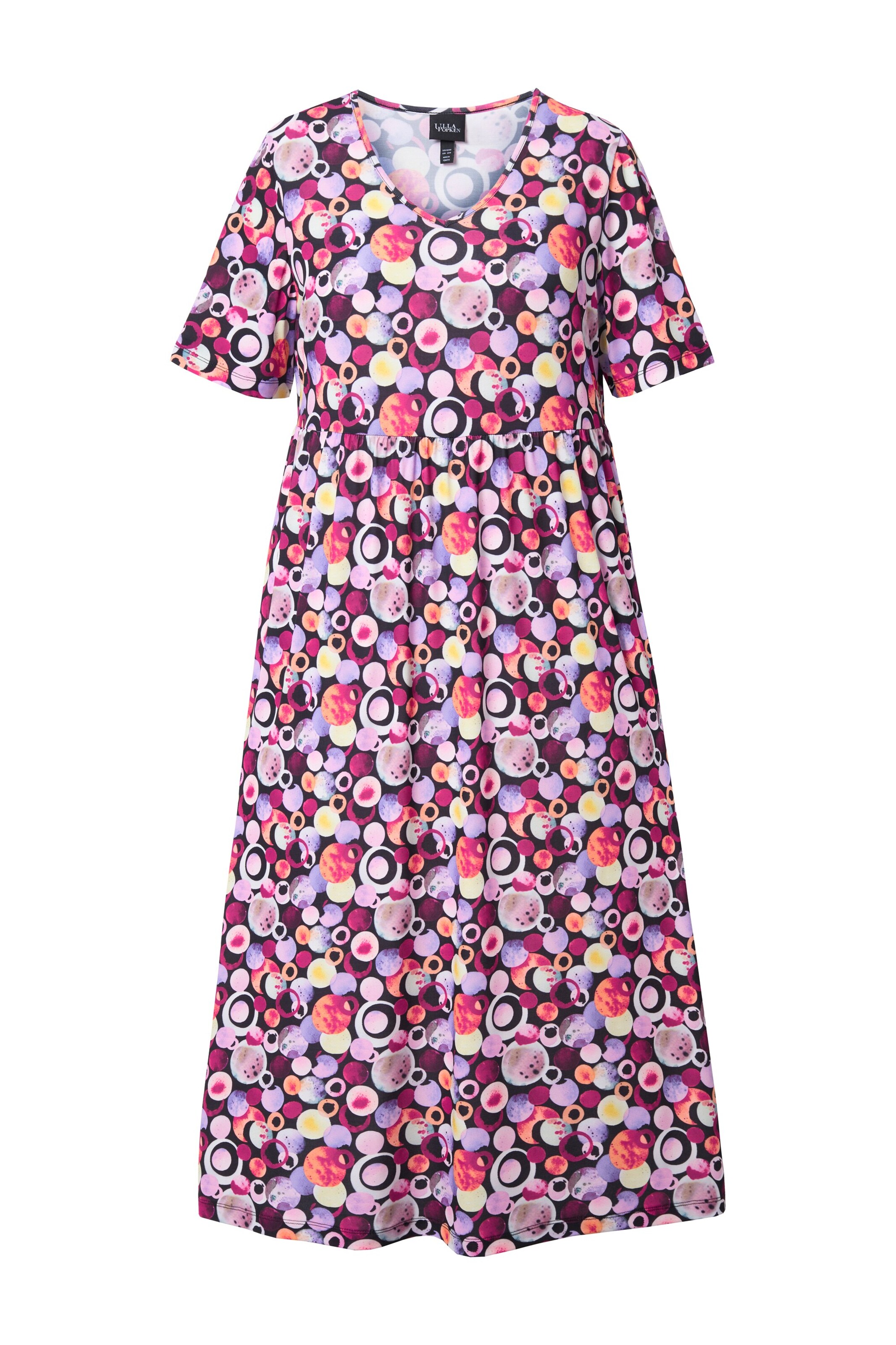 Ulla Popken Kleid in pastellgrün / lavendel / beere / pink / schwarz, Produktansicht