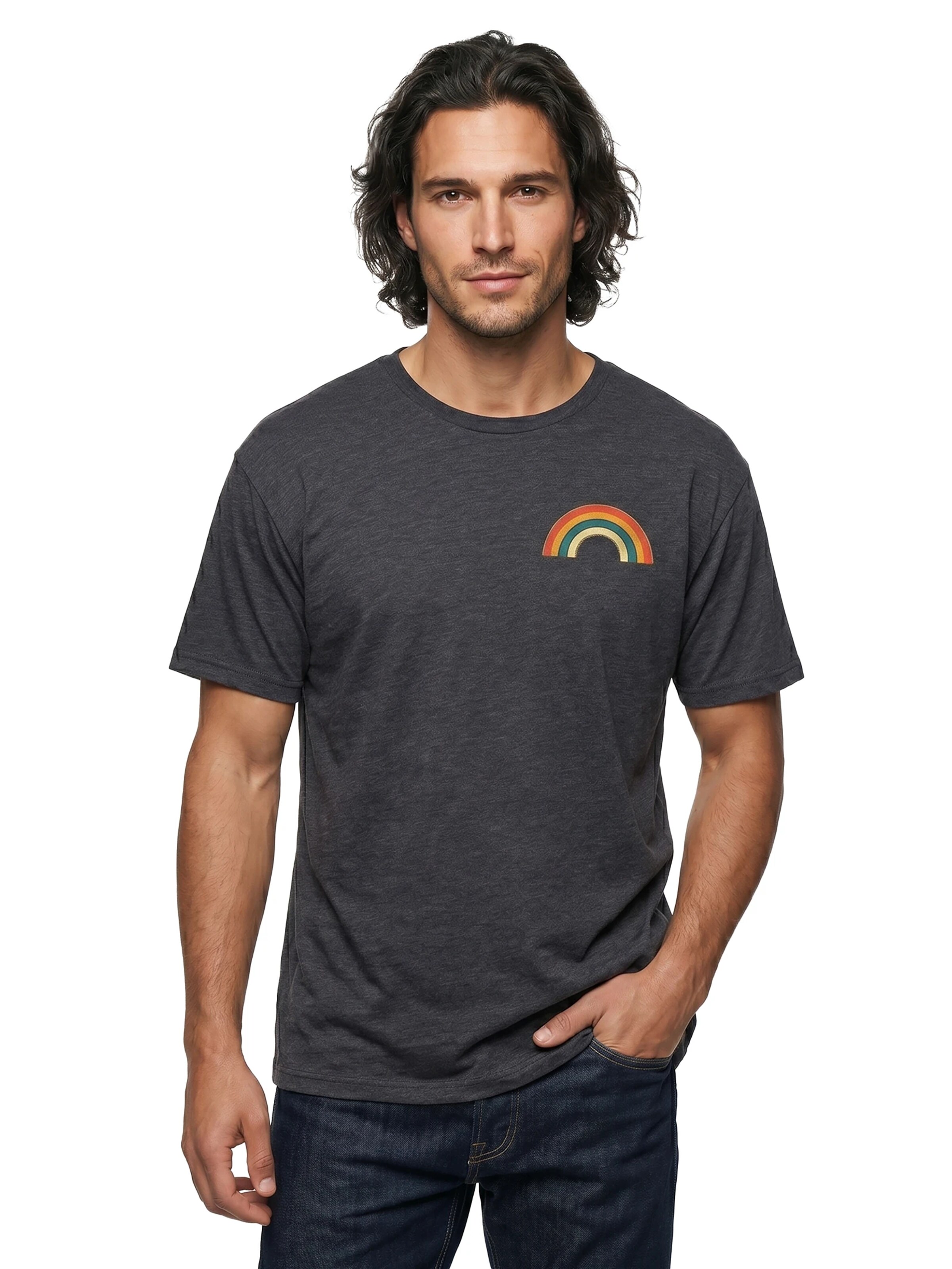 MAKAYA Shirt 'Rainbow'‌ in Grau: Vorderseite