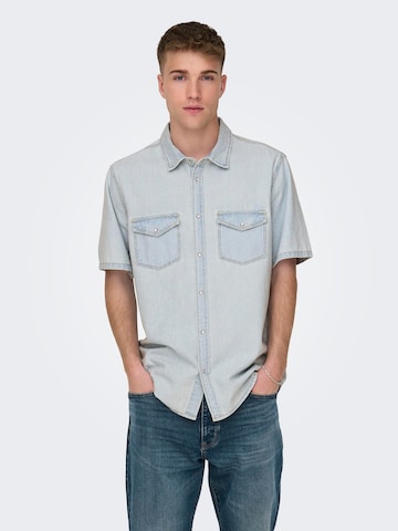 Only & Sons Regular fit Button Up Shirt 'BANE' in Blue: front