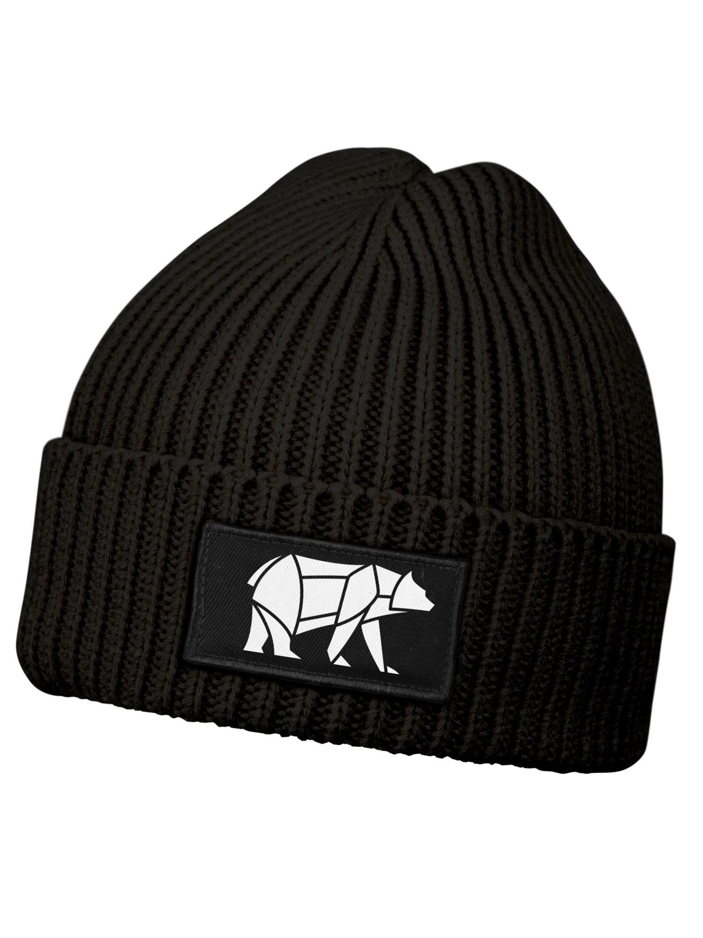 Neverless Beanie 'Bär Lineart Polygon' in Black