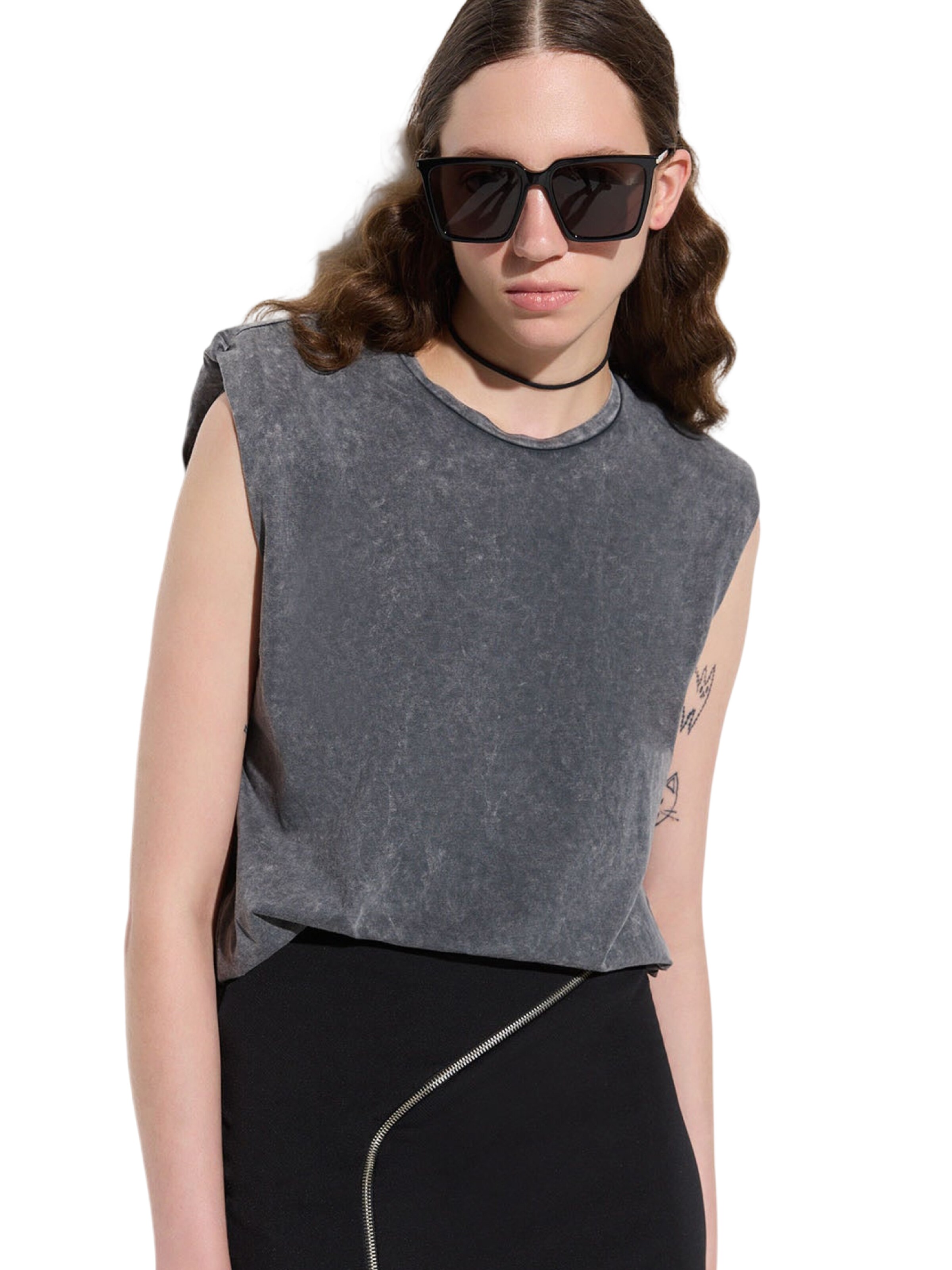 No Matter What Top in Grau: Vorderseite