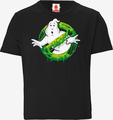 LOGOSHIRT Shirt 'Ghostbusters – Slime Logo' in Black: front
