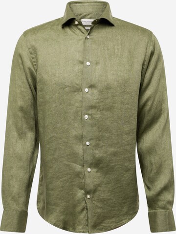 Bruun & Stengade Slim fit Button Up Shirt 'Perth' in Green: front