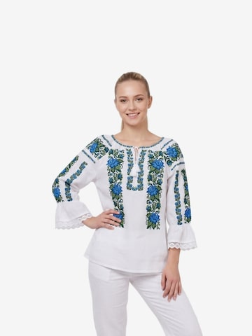 Rody’s foreverDirndl bluza 'Damenbluse IL26, optisch weiß/grün , marimea M' - bijela boja: prednji dio
