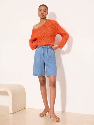 Lipsy Loosefit Bandplooi jeans in Blauw: voorkant