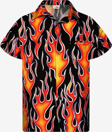 King Kameha Shirt 'Flames Wild' in Orange: front