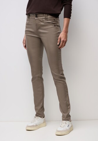 STREET ONE Slim fit Pants in Brown: front