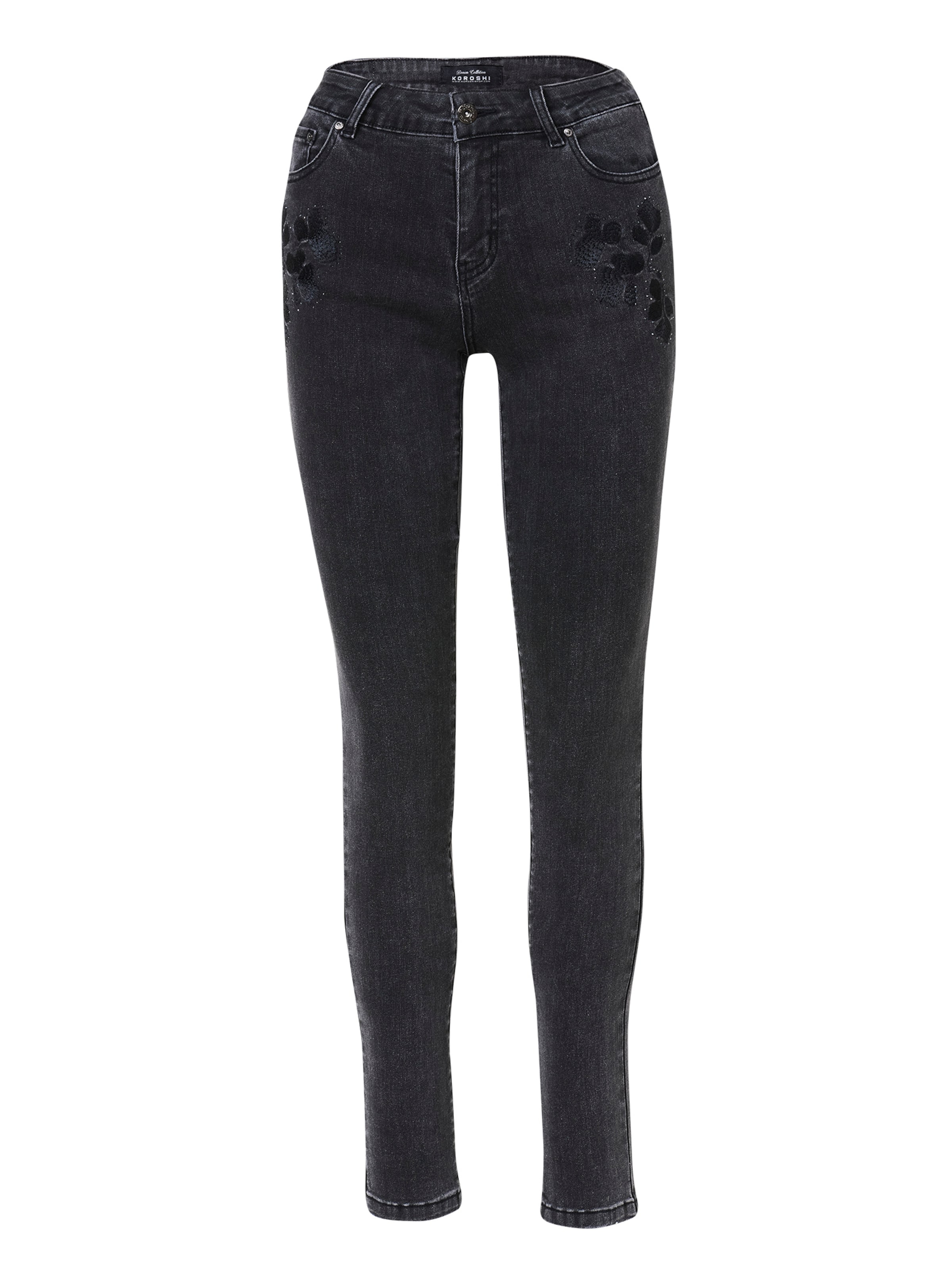 KOROSHI Слим фит Дънки в черно: отпред