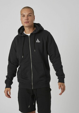 THAT GORILLA BRAND Zip-Up Hoodie 'VIRUNGA GORILLA' in Black: front