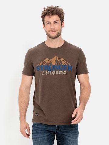 CAMEL ACTIVE Kurzarm T-Shirt mit Naturprint in Braun: predná strana