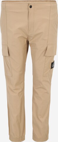 Calvin Klein Jeans Plus Tapered Cargo Pants in Beige: front