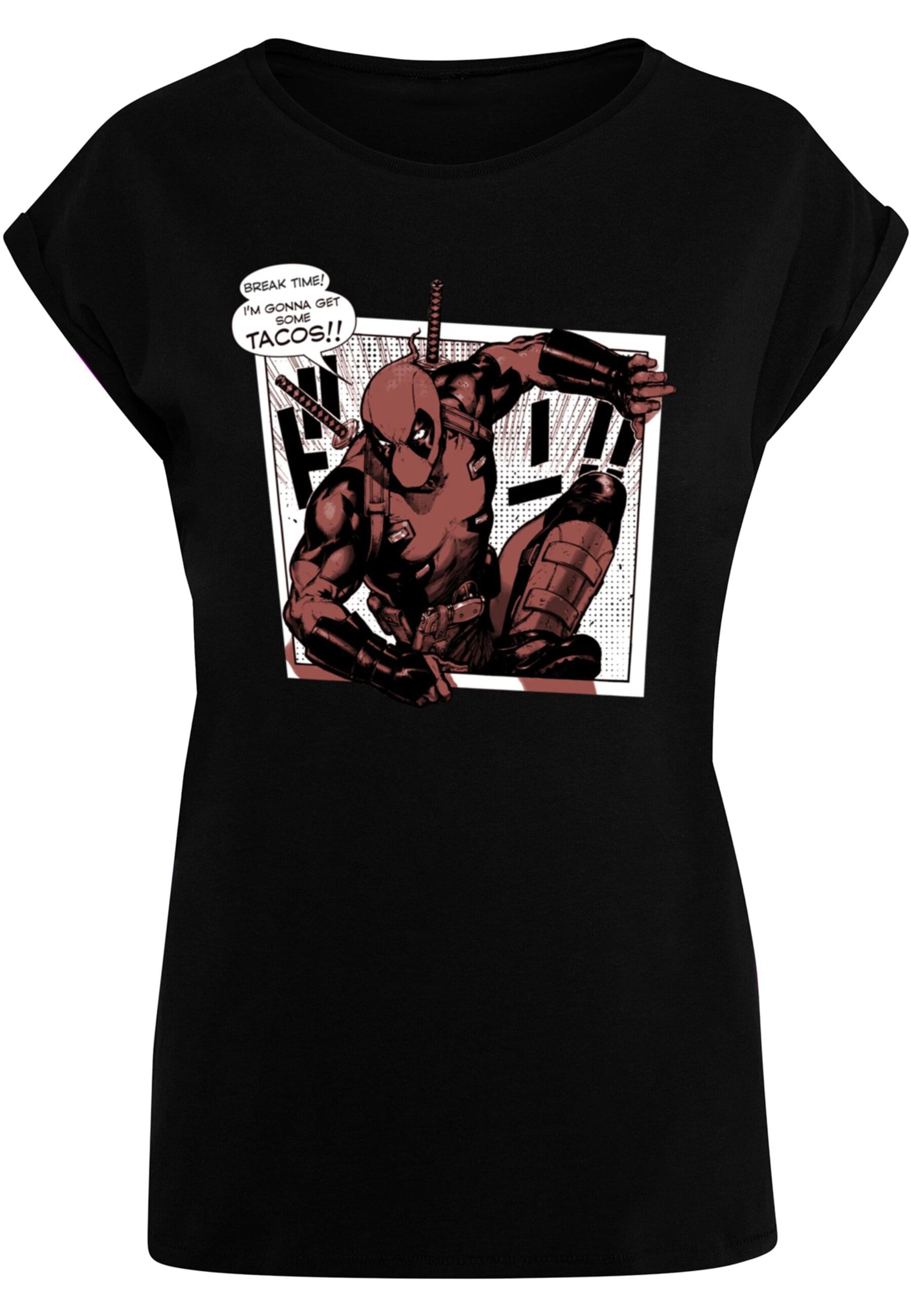 ABSOLUTE CULT T-Shirt 'Deadpool - Tacos Breaktime' in Schwarz: Vorderseite