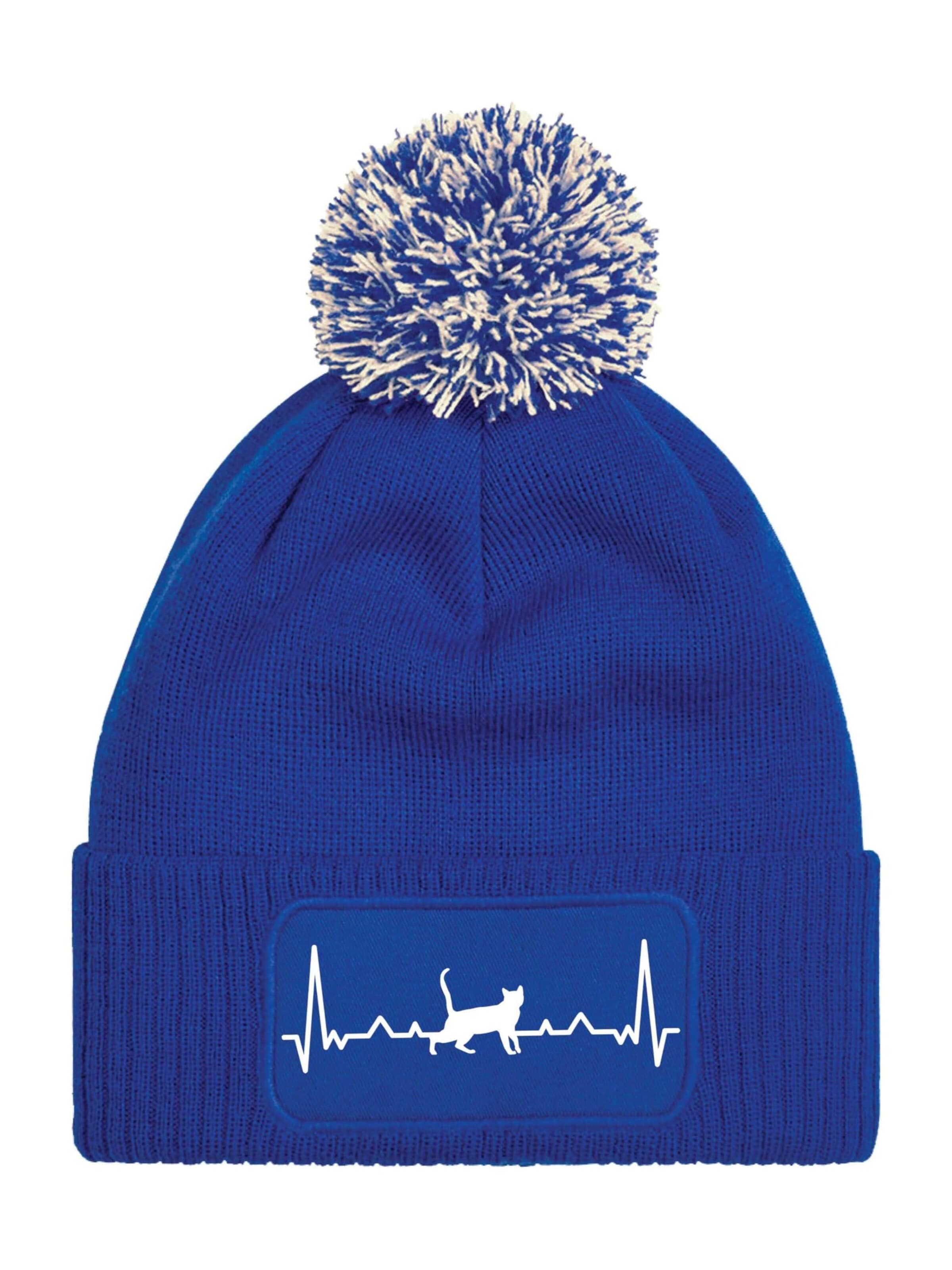 Youth Designz Mütze 'Heartbeat Katze'‌‌‌‌‌‌ in Blau: Vorderseite