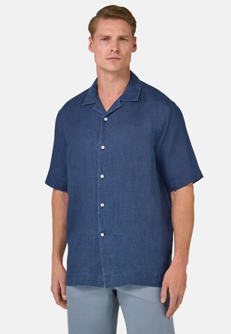 Coupe regular Chemise Boggi Milano en bleu : devant
