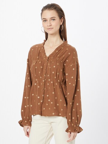 Cream Blouse in Brown: front