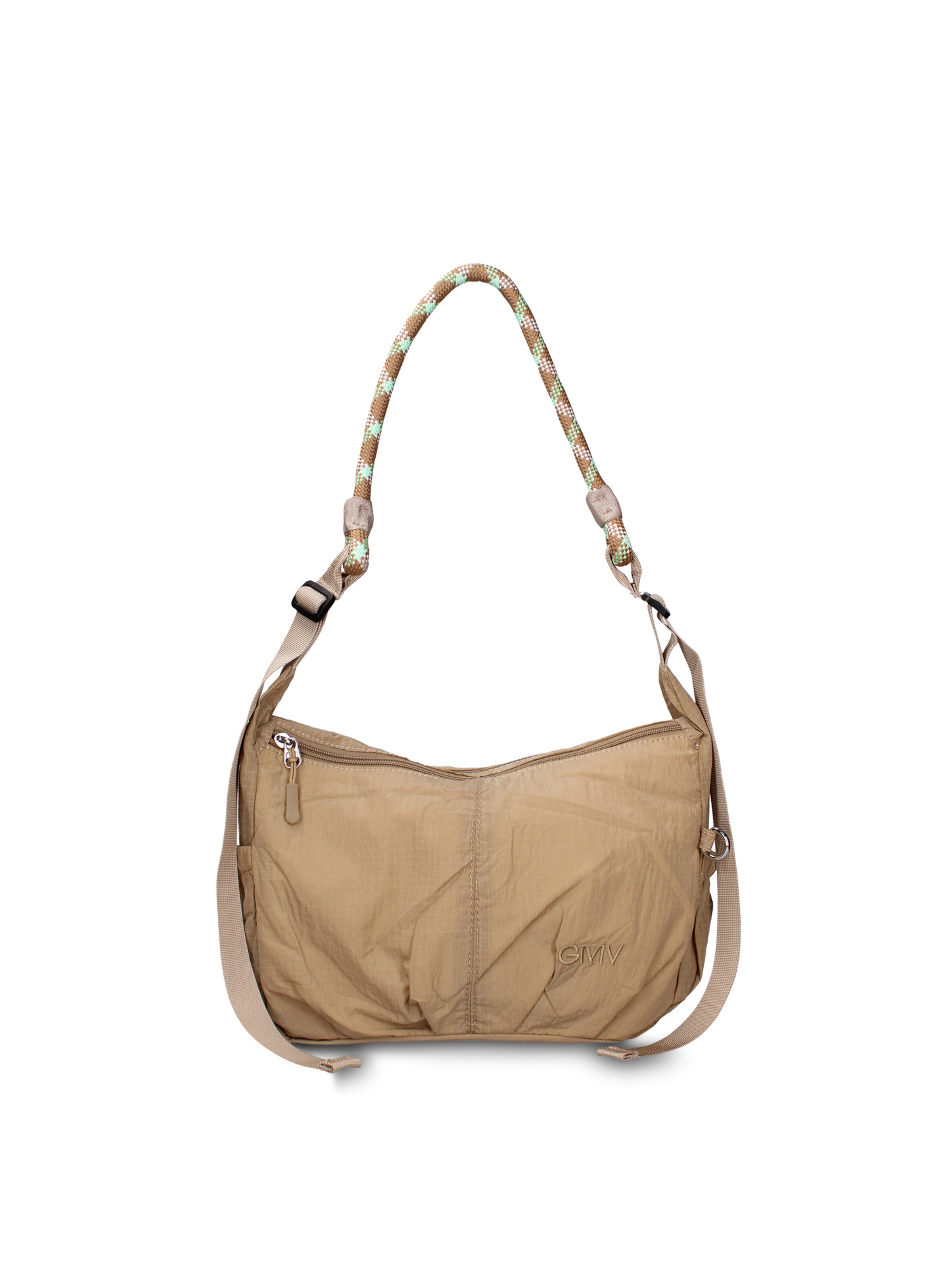 Borsa a spalla 'Borsa a Spalla Donna Gianmarco Venturi Pelle Vegana PU con Zip' di GianMarco Venturi in beige: frontale