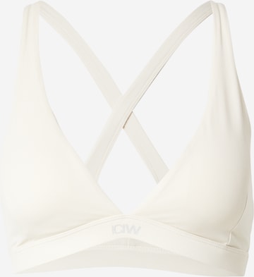 ICANIWILL Trojúhelníková Sportovní podprsenka 'Luxe' – bílá: přední strana