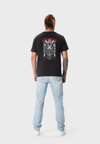 Oldskull Shirt 'Asian Panda Samurai Warrior' in Zwart