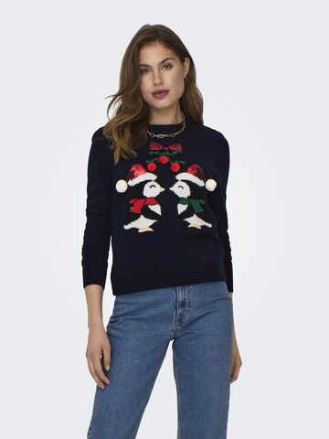 ONLY Pullover 'Xmas Kiss' in Blau: predná strana