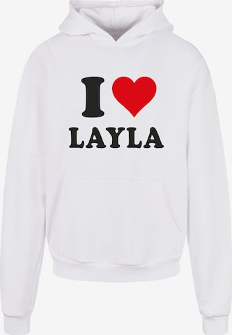 Merchcode Sweatshirt 'I Love Layla' in Wit: voorkant