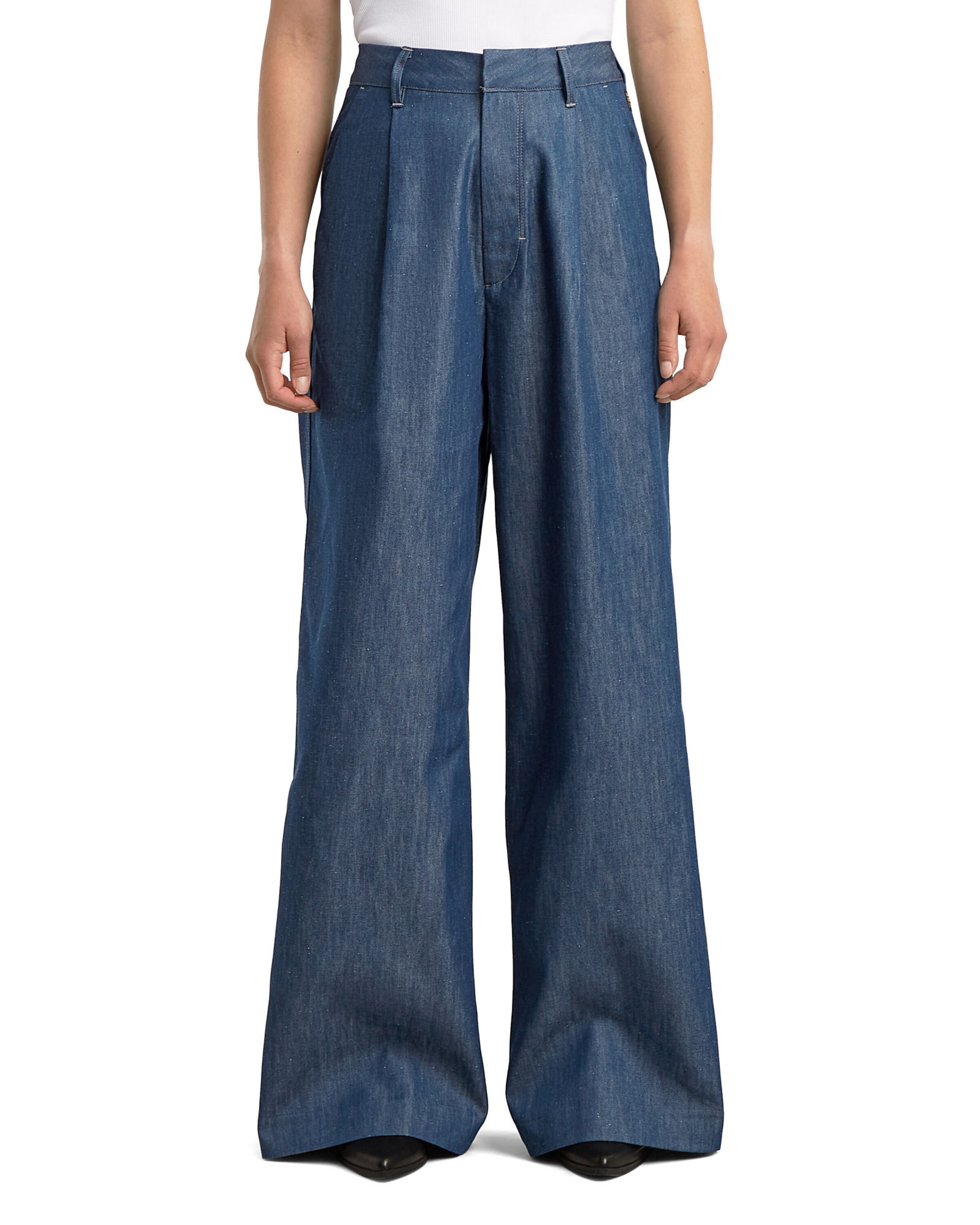 G-STAR Loose fit Pleat-front trousers in Blue: front