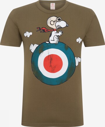LOGOSHIRT Shirt 'Peanuts - Snoopy' in Groen: voorkant
