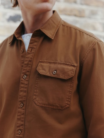 Next Regular fit Button Up Shirt in Brown