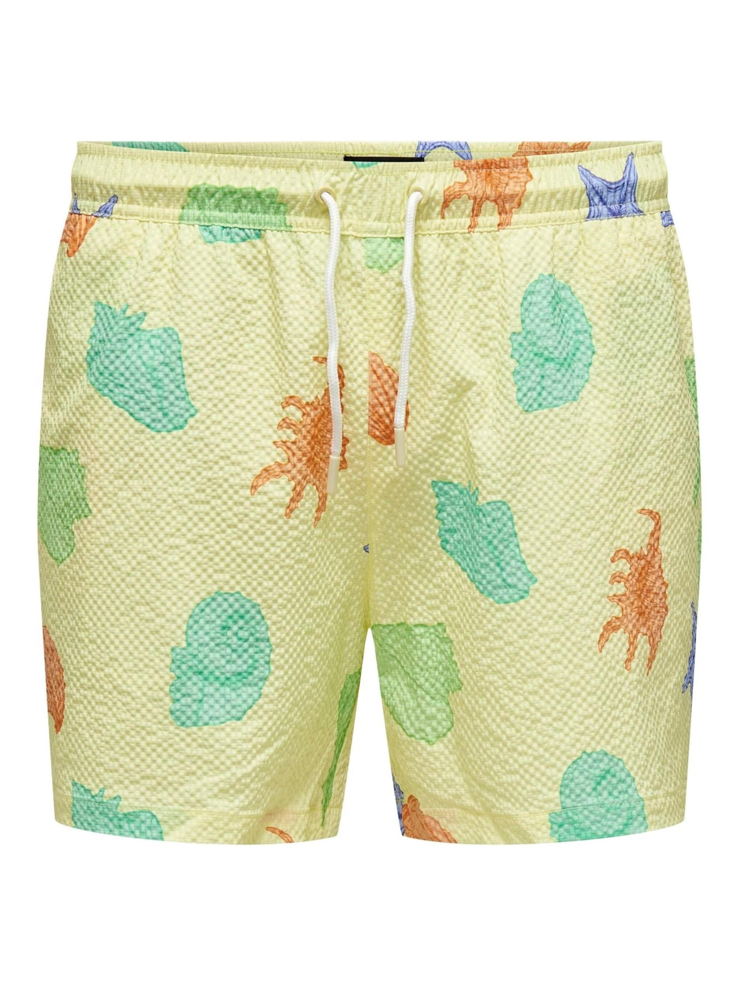 Shorts de bain '22029348' Only & Sons en jaune : devant