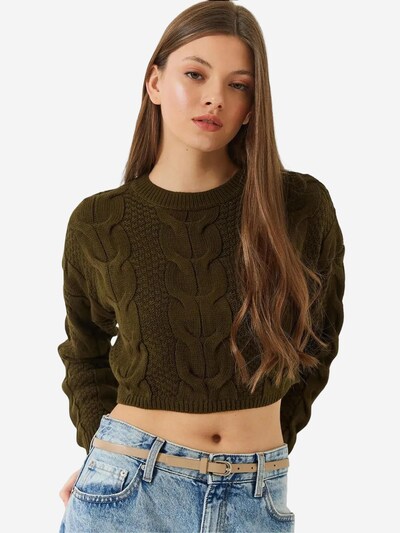 Bianco Lucci Pull-over 'Pullover' en S-M en kaki, Vue avec produit