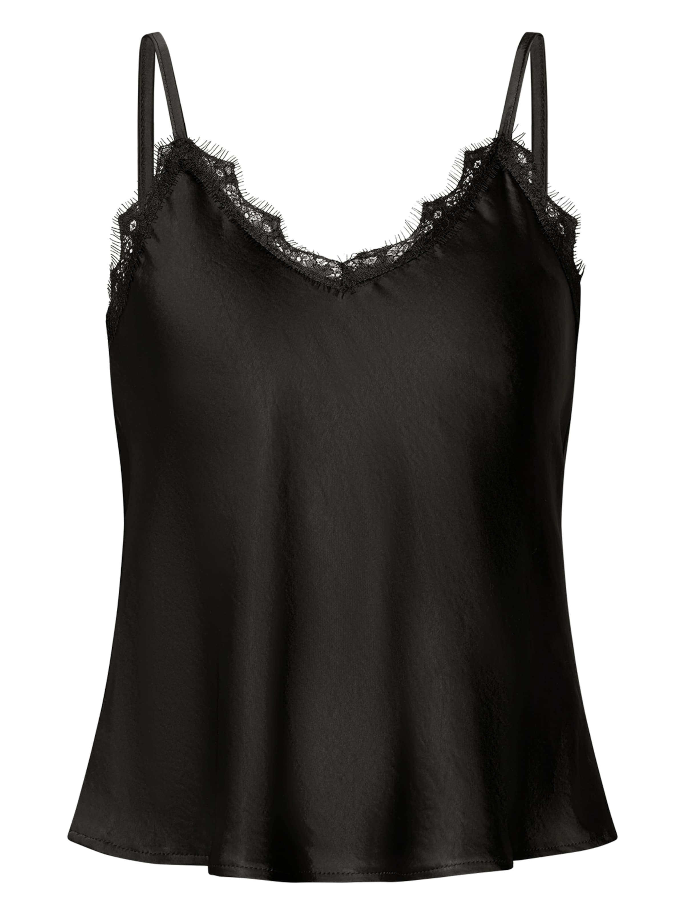 zero Satintop mit Spitze in Schwarz: Vorderseite