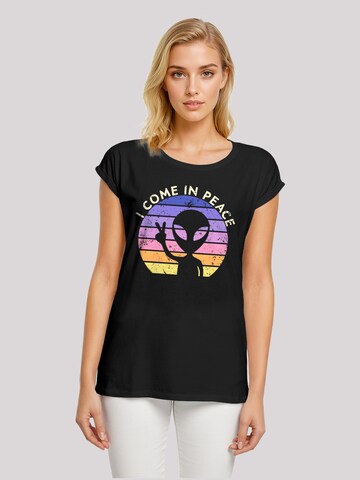 F4NT4STIC Shirt 'Alien Peace Sunset' in Zwart: voorkant