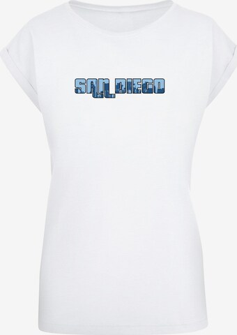 Merchcode Shirt 'Grand San Diego Skyline' in White: front