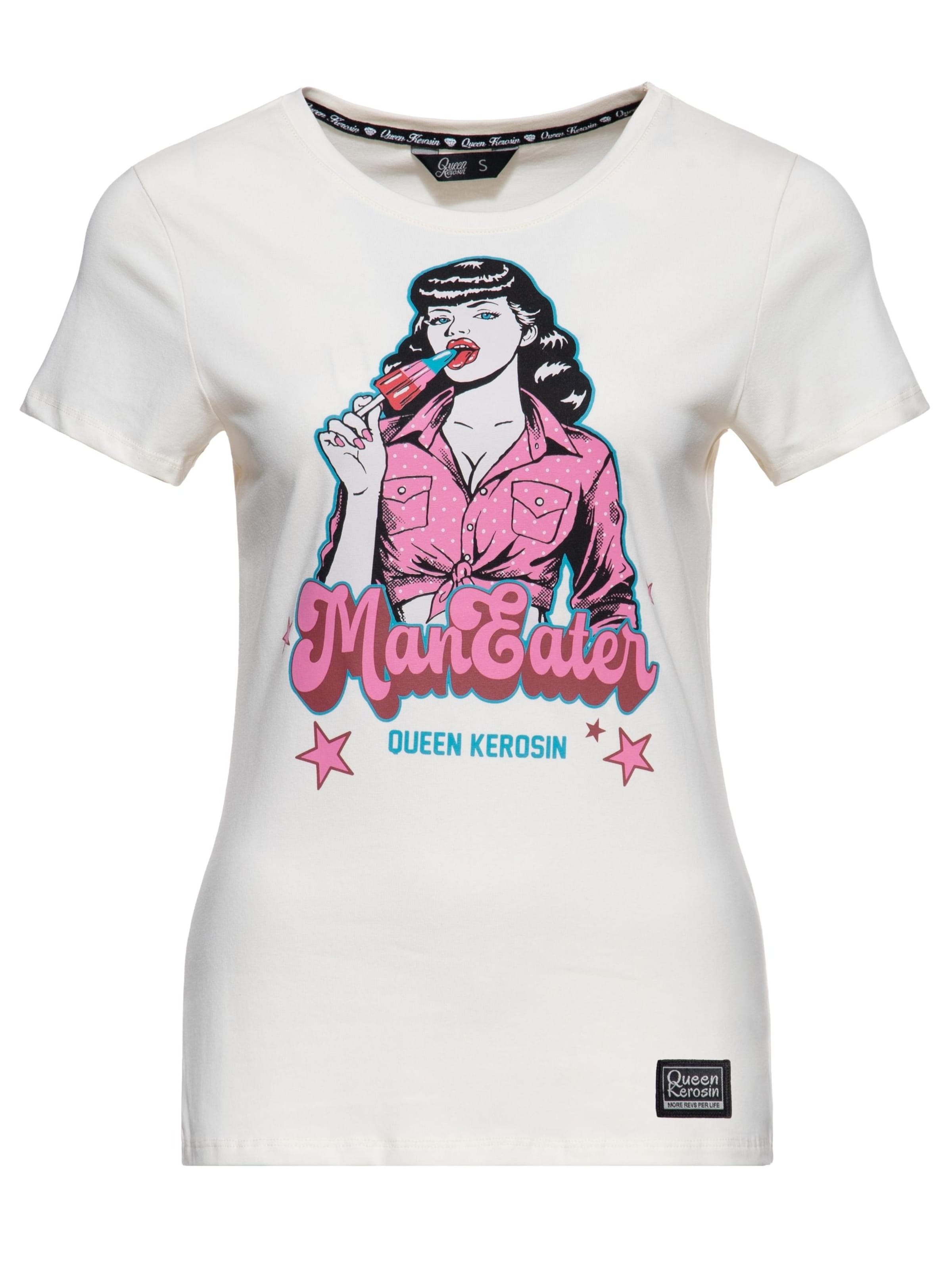 Queen Kerosin Shirt 'Man Eater' in White: front