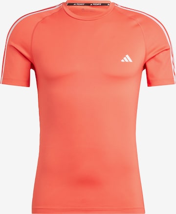 T-Shirt fonctionnel 'Techfit 3-Stripes' ADIDAS PERFORMANCE en rouge : devant