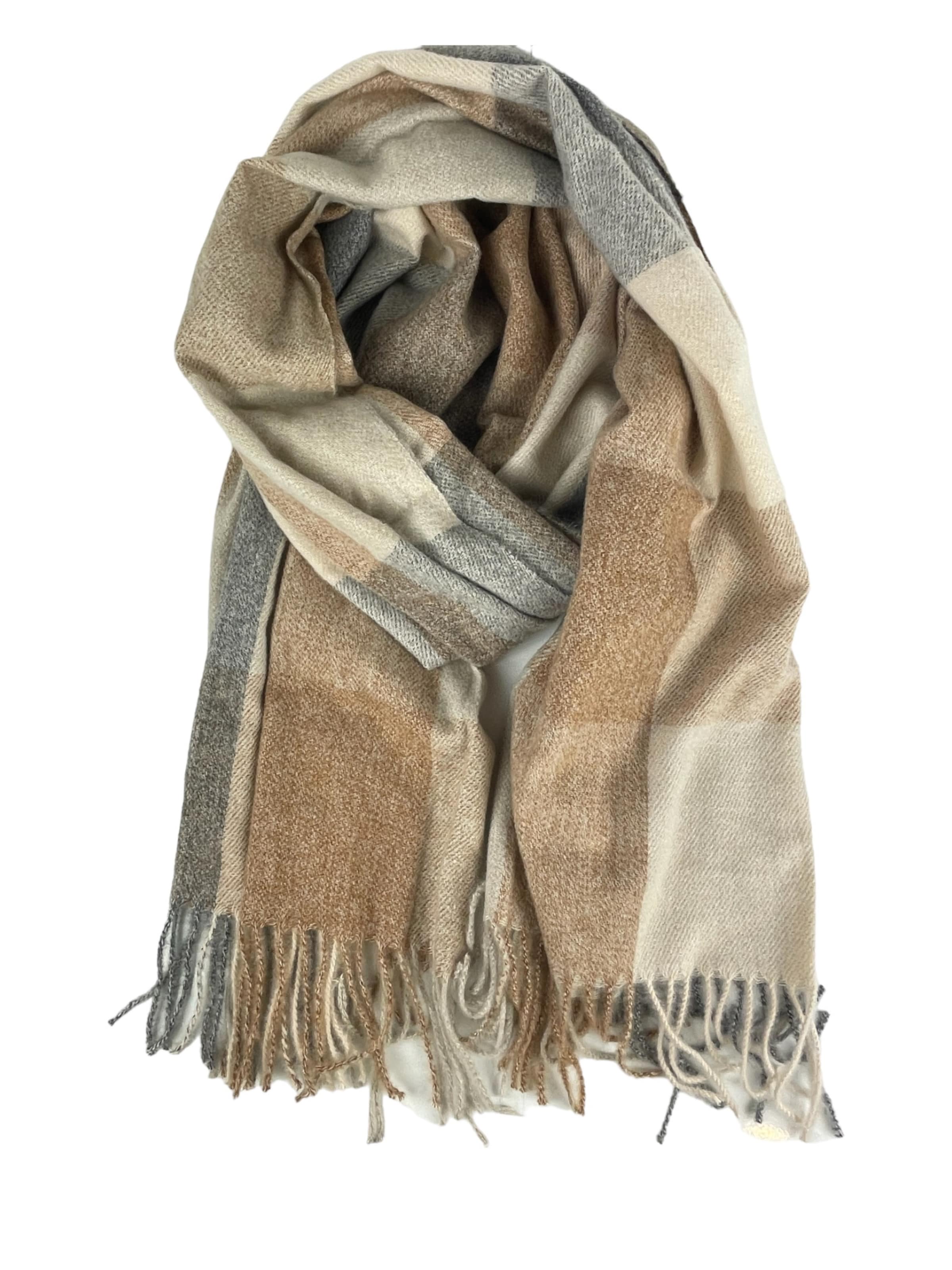 Kumixi Oversized Scarf in Beige: front