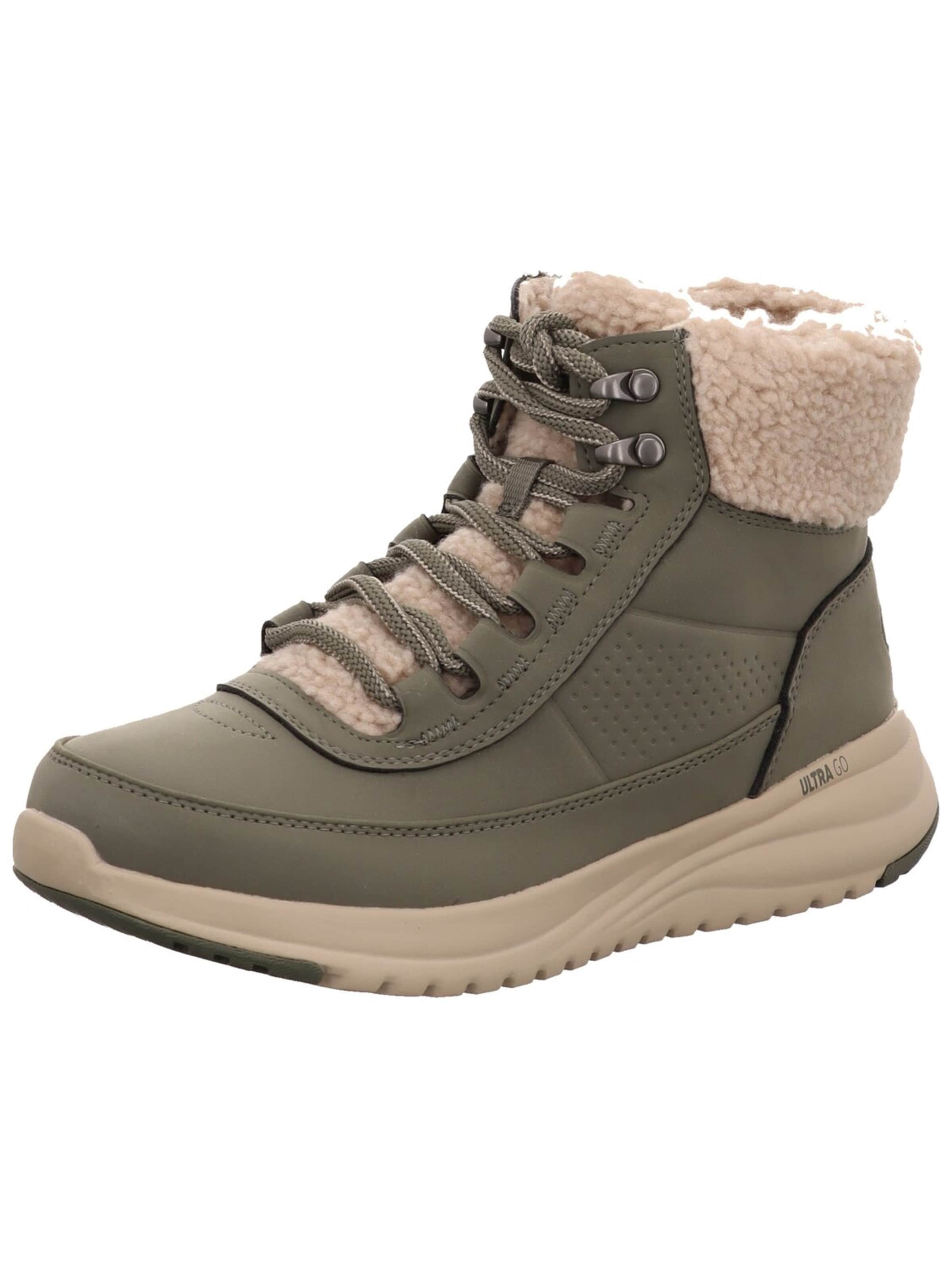SKECHERS Veterlaarzen 'Schnürstiefelette Damen 144756 OLV Kunststoff (Synthetik) in grün' in Groen: voorkant