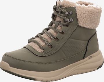 SKECHERS Schnürstiefel 'Schnürstiefelette Damen 144756 OLV Kunststoff (Synthetik) in grün' in Grün: Vorderseite